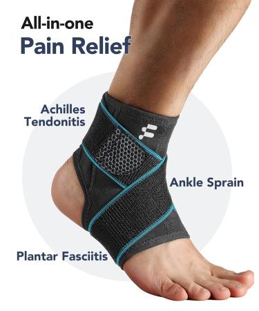Fitomo Ankle Support with Compression Strap for Plantar Fasciitis - M Blue - Buy Online on GoSupps.com