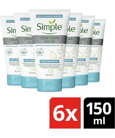  Unilever Simple Daily Skin Detox Clear Pore Scrub 6 x 150ml - Buy Online on GoSupps.com