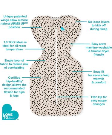 Love To Dream Swaddle UP - Ideal Fabric | Moderate Temperatures | Arms Up Position | Hip-Healthy | Twin Zipper | Easy Nappy Changes | Beige - Small (3.5-6kg) - Buy Online on GoSupps.com