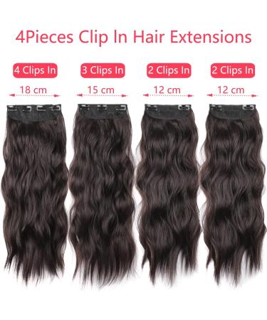 Clip-In Hair Extensions Natural Black Like Real Hair 4 Kit 11 Clips for Women Complete Hair Extensions Long Curls Synthetic Hair Extension Braid 50 cm 2# VD115BK - Buy Online on GoSupps.com