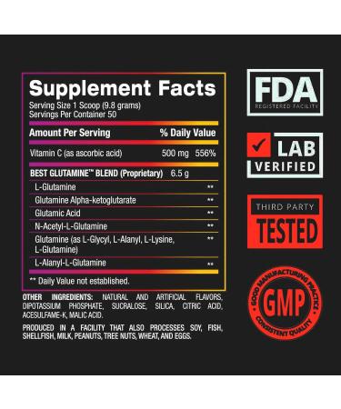 BPI Sports Best Glutamine Supplement, L Glutamine Powder for Gut Health, Muscle Recovery and Immune Support 6 Advanced Glutamine Types + Vitamin C 50 Servings Berry Citrus Flavor Berry Citrus 1.08 Pound (Pack of 1) - Buy Online on GoSupps.com