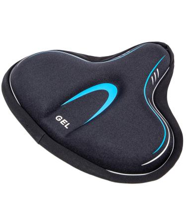 YBEKI Wide Exercise Bike Seat Cover - Comfortable Bicycle Saddle Cushion is Filled with Gel and high Density Foam to Make it More Elastic and Soft for Most Indoor Wide Bike Saddles blue