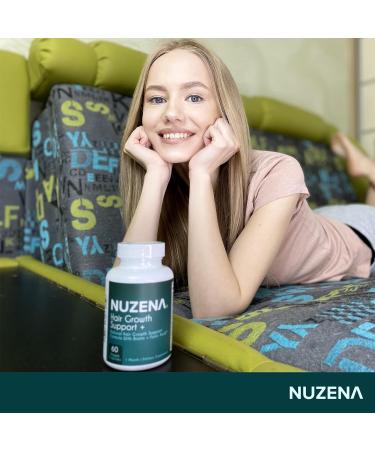 NUZENA Hair Growth Support - 60 Capsules with Biotin & Essential Vitamins for Healthy Hair | Made in USA - Buy Online on GoSupps.com