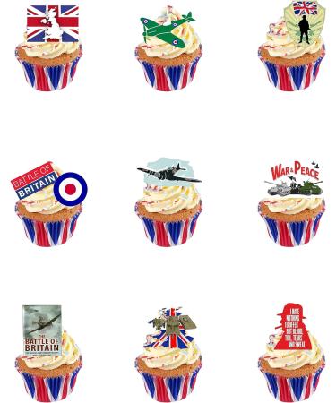 36 Stand Up Battle of Britain Themed Edible Wafer Paper Cake Toppers Decorations - Buy Online on GoSupps.com