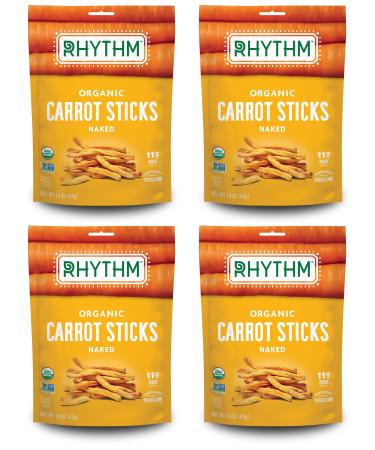 Rhythm Superfoods Carrot Sticks, Naked, Organic & Non-GMO, 1.4 Ounce each, Vegan/Gluten-Free Superfood Snacks, 4 count (Pack of 1) Naked 4 Count (Pack of 1)