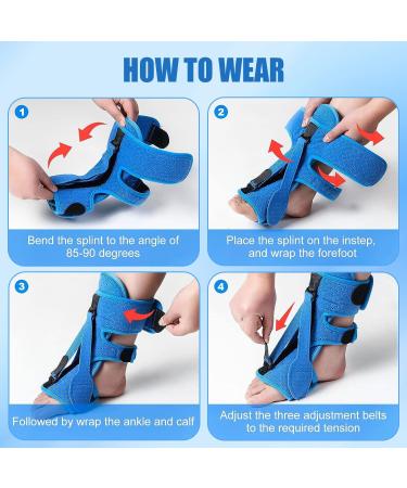 Plantar Fasciitis Night Splint | Adjustable Relief Brace for Men & Women | Foot Drop & Achilles Tendonitis Support (Blue - Buy Online on GoSupps.com