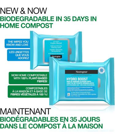 Neutrogena Hydro boost make-up removing cleansing wipes made with hydrating hyaluronic acid 25 count - Buy Online on GoSupps.com