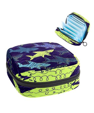 Women's bonds Storage pockets Stillpad Waller abstract sharks pattern portable period kit bag feminine product bag for women girls color2