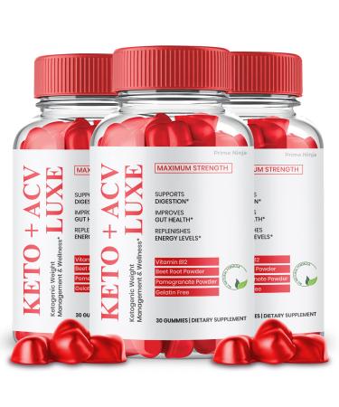 Luxe Keto ACV Gummies Original Powerful Formula Maximum Strength Vitamin B12 Beet Root and Pomegranate (3 Pack)