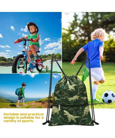 WAWSAM Dinosaur Drawstring Backpack for Kids - Waterproof Sports Gym Bag for Beach Swimming School & Travel - Buy Online on GoSupps.com
