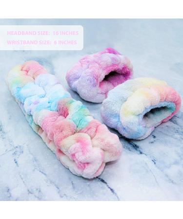 FROG SAC Teen Girls Spa Headband and Matching Wristbands - Soft Fuzzy Skincare Accessories for Face Washing, Makeup, Shower, and Sleepover Parties (Tie Dye) - Buy Online on GoSupps.com
