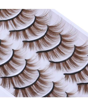 HomeSoGood 10 Pairs Brown Natural Look Wispy Cat Eye Mink False Eyelashes - Buy Online on GoSupps.com
