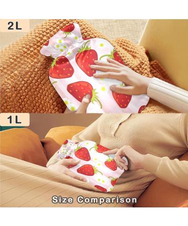 Shop Naanle Daisy Strawberry 2L Transparent Hot Water Bottle for Pain Relief | Large Heat & Cold Therapy for Bed Hands & Feet - Buy Online on GoSupps.com