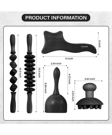 Holz Therapy Massage Tools Kit - Black Lymphatic Drainage Device for Muscle Relaxation & Body Contouring | Anti-Cellulite Maderoterapia Tools - Buy Online on GoSupps.com