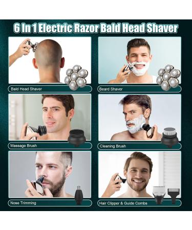 TURN RAISE 7D Head Shaver Detachable 6-IN-1 Electric Razor LCD Display Skull Shaver for Bald Men 3 Speeds IPX7 Waterproof Wet/Dry Electric Rotary Shaver Grooming Kit for Hair Beard Face Rechargeable Black - Buy Online on GoSupps.com