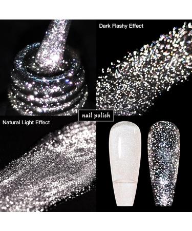 Glitter Gel Nail Polish - Silver Gel Nail Polish - Soak Off UV LED Sparkle Silver Glitter Gel Polish - Long-Lasting - Ideal for Home Use - Buy Online on GoSupps.com