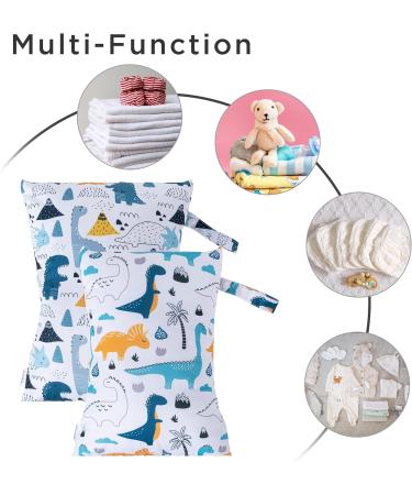 Buy Hbselect 2PCs Waterproof Diaper Bag Set - Reusable with Zipper Wet Wipes Organizer for Babies & Toddlers - Dinosaur Design - Buy Online on GoSupps.com