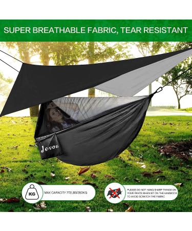 Camping Hammock with Rainfly Tarp & Mosquito Net - Portable Nylon Hammock Bundle for Outdoor & Indoor Use - Holds 772lbs - Buy Online on GoSupps.com