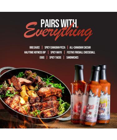 Top Shelf Canada Premium Gourmet Hot Sauce Gift Box with Mild Medium & Hot Flavours. Chipotle Fire Roasted Red Peppers. Wing Sauce Taco Sauce. Preservative Free Vegan & Keto. 296mL (Pack of 3) - Buy Online on GoSupps.com