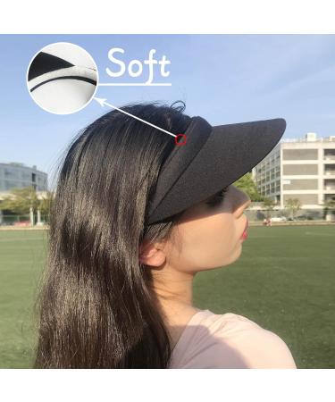 2 Pack Adjustable Clip-On Sun Visor Hats for Women and Men - Wide Brim Cap in Black - Buy Online on GoSupps.com