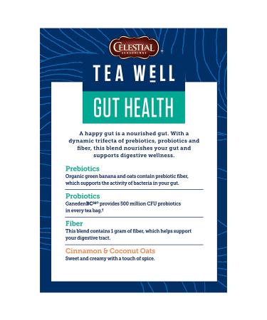 Celestial Seasonings Gut Health Tea - Organic Cinnamon Oat, Caffeine-Free, 12 Bags - Buy Online on GoSupps.com