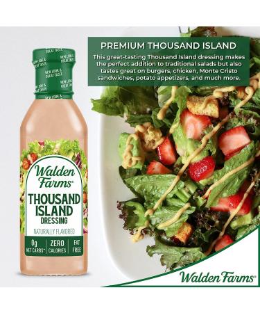Walden Farms Thousand Island Dressing 12 oz. Bottle - Fresh & Delicious Non-GMO, Sugar-Free, 0g Net Carbs - Smooth & Creamy Salad Topping - 2 Pack - Buy Online on GoSupps.com