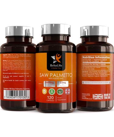 BL Saw Palmetto 3000mg High-Dose Capsules | 120 Prostate Tablets | Vegan Gluten & Allergen Free | Zinc-Enriched Formula | ISO-Certified Quality - Buy Online on GoSupps.com