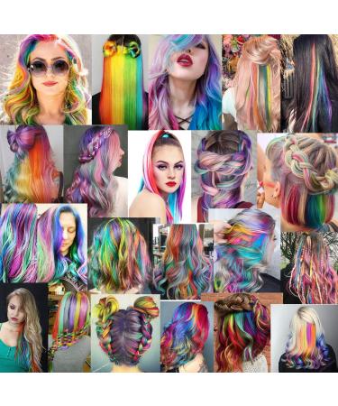 Shop Lskjmo Rainbow Wig Pieces | Colorful Party Highlights Clip-In Hair Extensions for Women & Girls - Multicolor Synthetic Hairpieces - Buy Online on GoSupps.com