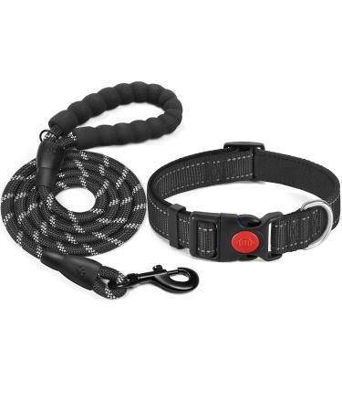 Haapaw Reflecting dog collar padded with soft neoprene breathable nylon dog collar for small medium -sized dogs S (1 -pack) black