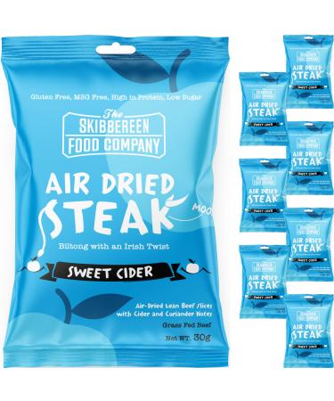 Grass Fed Beef Jerky Sweet Cider - Lean Beef Biltong Air Dried - The Perfect High Protein Snack - Low in Sugar Gluten Free MSG Free - 8 x 30g Bag Beef Slices by The Skibbereen Food Co 30 g (Pack of 8) - Buy Online on GoSupps.com