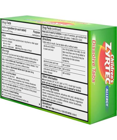 Children's Zyrtec 24 Hour Citrus Flavored Allergy Relief Tablets - 24 ct - Buy Online on GoSupps.com