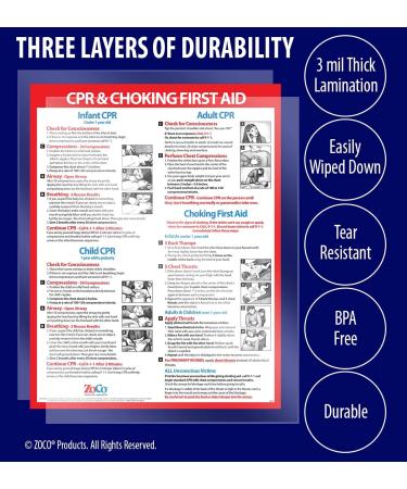 CPR Poster - Heimlich Maneuver Restaurant Sign - Laminated  17 x 22 inches - Infant  Child  Adult CPR and Choking First Aid Poster - School Nurse Office Decor 1 Count (Pack of 1) - Buy Online on GoSupps.com