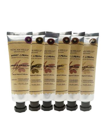Tuscan Hills Hand Cream 6. Pack Hand Lotion for Dry Hands Scented Hand Lotion Travel Size 1 Fl Oz - Boxed in a Giftable Box Tan