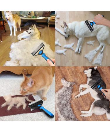 Fttouuy 2-in-1 Pet Deshedding and Dematting Tool - Azure Short Hair | Dual Sided Pet Grooming Brush for Mats & Tangles Removal - Buy Online on GoSupps.com