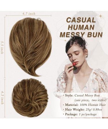 RUWISS HAARDART Lang Thin Smooth Tousled Updo Bun | Elegant Real Hair Extensions & Scrunchie | 25g Chocolate Brown with Golden Highlights for Women - Buy Online on GoSupps.com