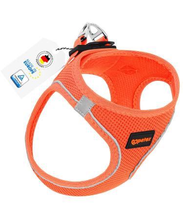 Petex dog harness for small & medium -sized dogs - TUV tested - Made in Europe - puppy dishes with Air Mesh technology - reflective and breathable - breast dishes for dog - dog harness neon -orange