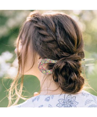 COMNICO 4 Pieces Hair Pins Metal U-Shaped Hair Forks Vintage Updo Hair Sticks with Rhinestone 2 Prong Bun French Hairpins Hairstyle Chignon Accessories for Women Girls Fine Thick & Long Hair Styling - Buy Online on GoSupps.com