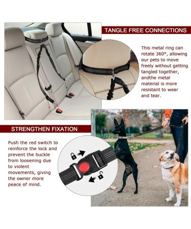 Deaguid Dog Seat Belts Double Dog Car Seat Belts Adjustable Elastic Dog Car Harness Puppy Car Seat Belt Puppy Car Harness (Black) - Buy Online on GoSupps.com