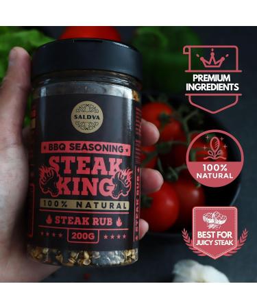Steak King BBQ Rub - 100% Natural Seasoning for Extraordinary Steaks - Large 200g Jar - Buy Online on GoSupps.com