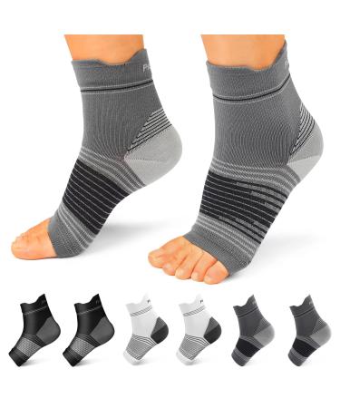 Plantar Fasciitis Sock (6 Pairs) for Men and Women, Compression Foot Sleeves with Arch and Ankle Support (Black, Gray, White, Large) 2 Black+2 Gray+2 White(6 pairs) Large(6 Pair)