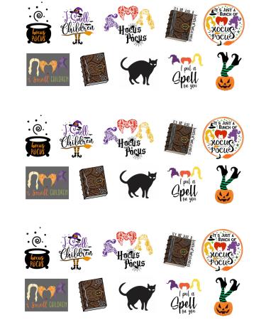 30 Stand Up Hocus Pocus Halloween Witches Themed Edible Wafer Paper Cake Toppers Decorations