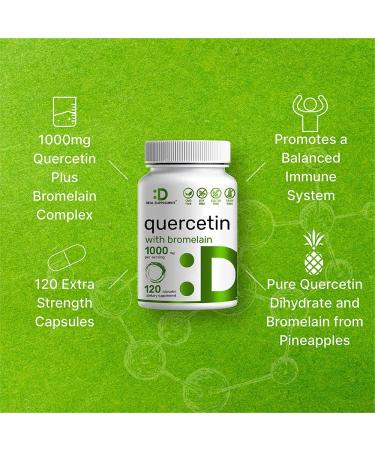 Quercetin 1000mg & Bromelain Formula | 120 Capsules | Immune Support Supplement - Buy Online on GoSupps.com