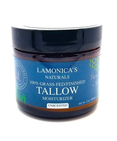 100% Grass Fed Finished Balm Tallow Moisturizer Cream with Organic Honey & Organic Jojoba | Natural Face & Body Moisturizer for Dry Sensitive Eczema-Prone Skin | Unscented Veteran Owned (2oz)