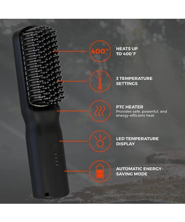 Wild Willies Beard Straightener Brush for Men - 2-in-1 Ionic Styling Comb with 3 Temperature Settings - Anti-Scalding Technology for Frizz-Free Beard and Hair Straightening - Buy Online on GoSupps.com