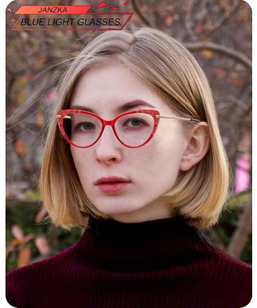 Spring Hinge Red Cateye Anti Blue Light Glasses for Women - Fashionable Big Face Gaming & Computer Eyewear - Buy Online on GoSupps.com