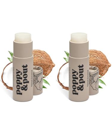 Poppy & Pout Island Coconut Jumbo Lip Balm | All Natural Lip Balms & Moisturizers | Hydrates with Beeswax Vitamin E Organic Coconut Oil | Cruelty-Free | Lip Balm in Recyclable Cardboard Tube