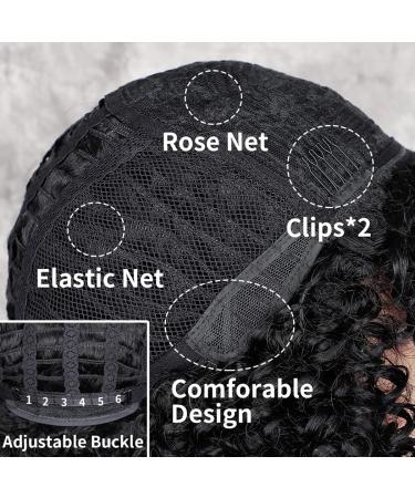 Matriarchs 12 Inch Curly Bob Wig with Bangs for Black Women - Natural Black Synthetic Hair (120g, 1B) - 12 Inch Length - Buy Online on GoSupps.com