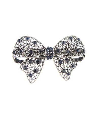 Glamour Girlz Ladies Silver Tone Vintage Look Blue Crystal Diamond Stencil Hair Clip