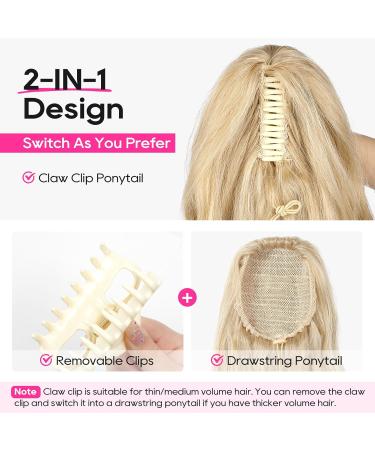 REECHO 24" Ponytail Extension - Claw Clip In Long Curly Wavy Ponytail for Women - Medium Blonde with Highlights - Buy Online on GoSupps.com