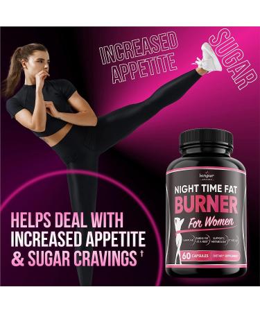 Kinpur Pharma Night Time Fat Burner for Women - 120 Capsules - Metabolism Booster & Appetite Suppressant - Natural Weight Loss Supplement - Buy Online on GoSupps.com